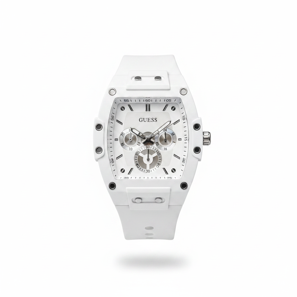 Reloj Guess Blanco con Cronógrafo y Correa de Silicona