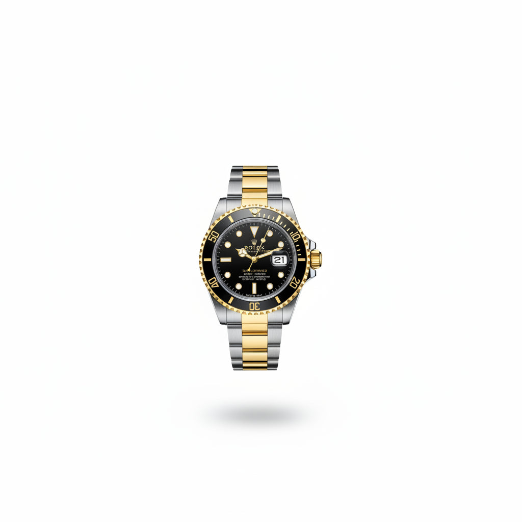 Reloj Estilo Rolex Submariner Bicolor Negro con Fechador