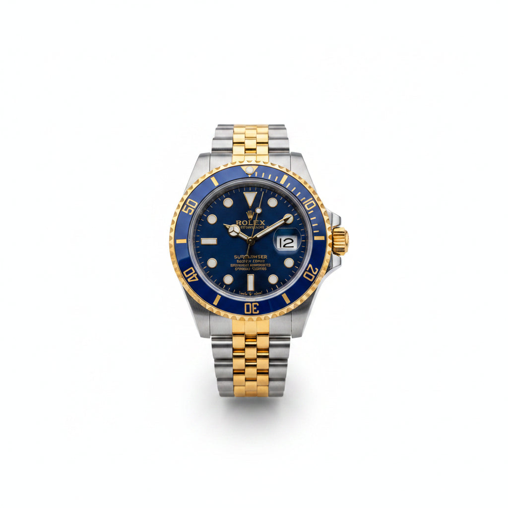 Reloj Estilo Rolex Submariner Azul Bicolor con Fechador