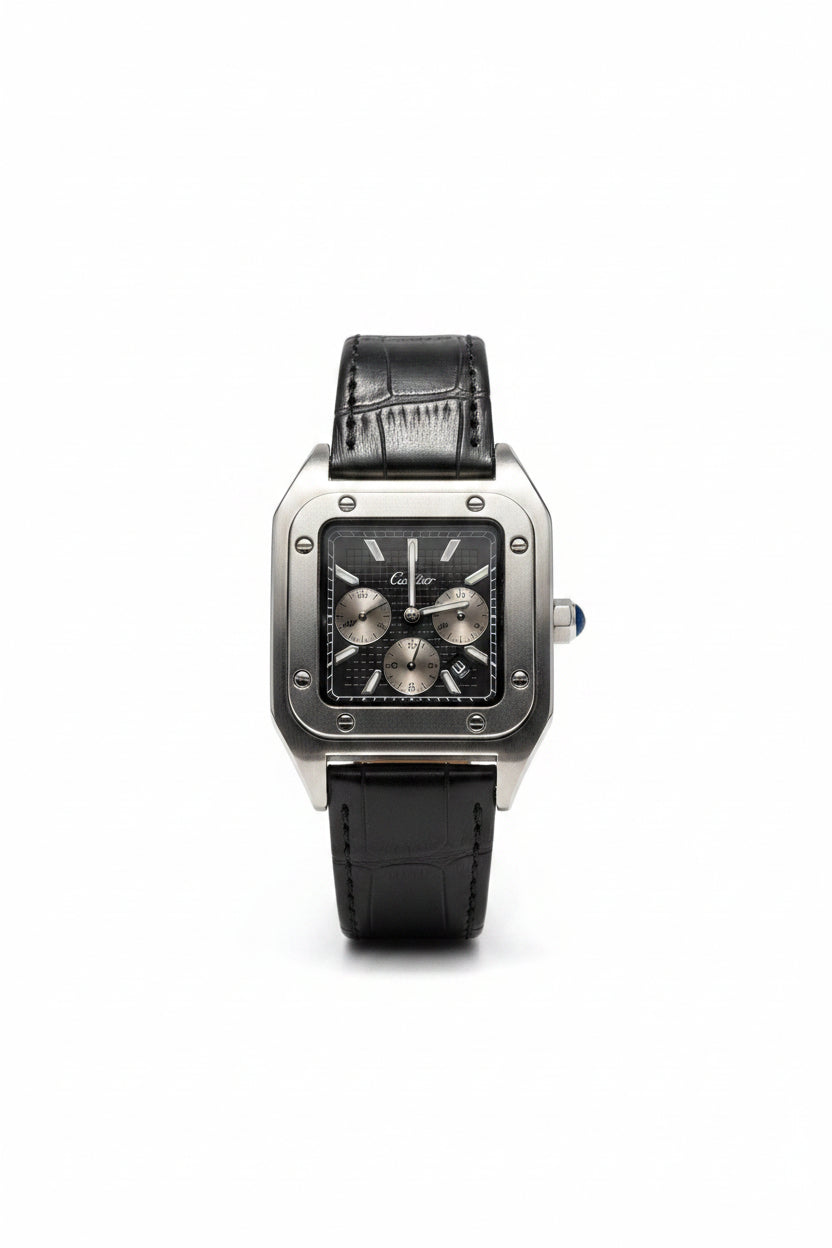 COMBO Cartier Santos 100 Chronograph + Billetera Vélez Negra