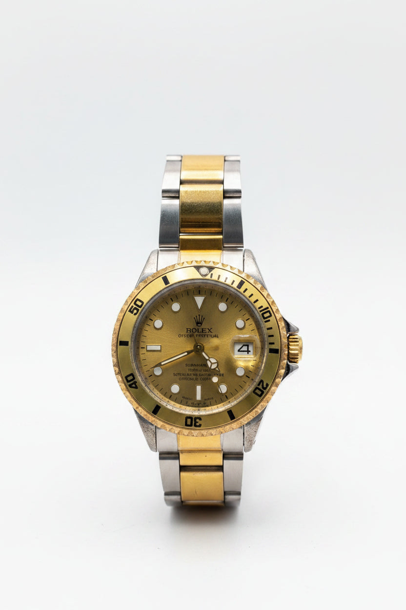 COMBO Rolex Submariner 116613 Date Two Tone + Billetera Vélez Café