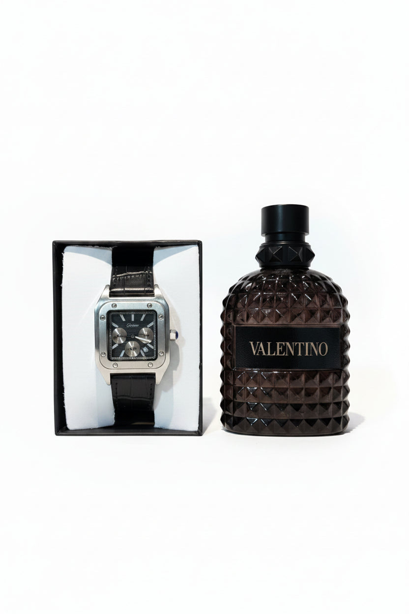 COMBO VALENTINO ROCKSTUND NOIR + Cartier Santos 100 Chronograph